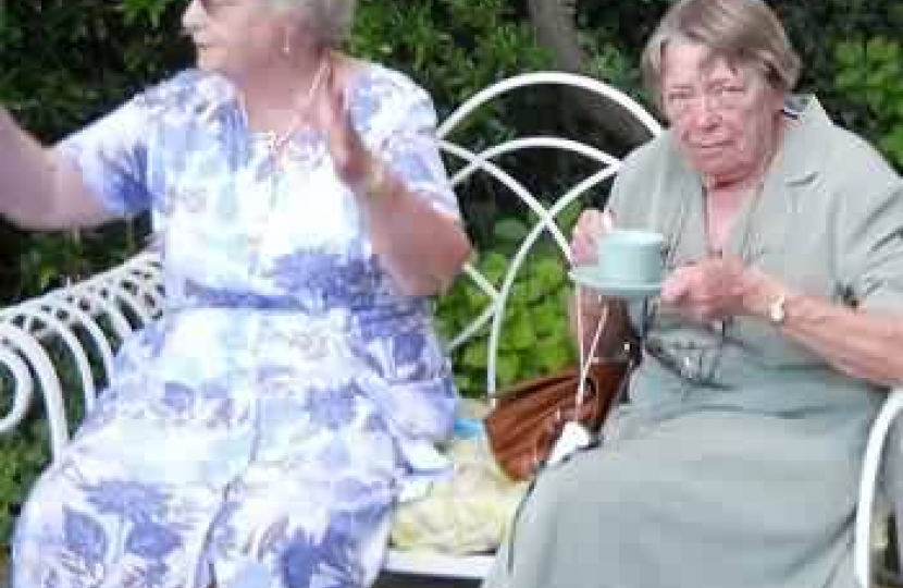 Jean Bacon and Evelyn Pratt enjoying a well earned cuppa.