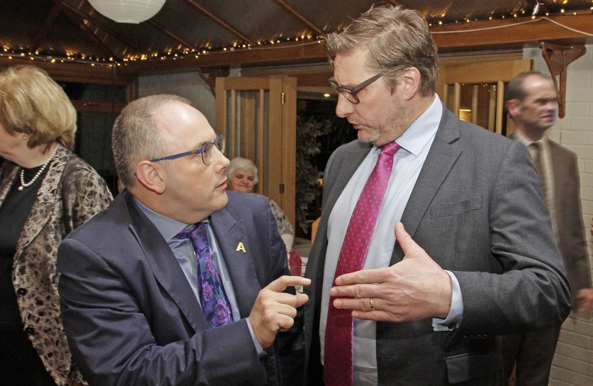  SCCA's CPF Dinner 2017 - Guest of Honour Robert Halfon MP with James Palmer, Conservative candidate for the Mayor of Cambridgeshire and Peterborough Combined Authority.  The dinner was held at Bourn Golf Club on 3rd March 2017.