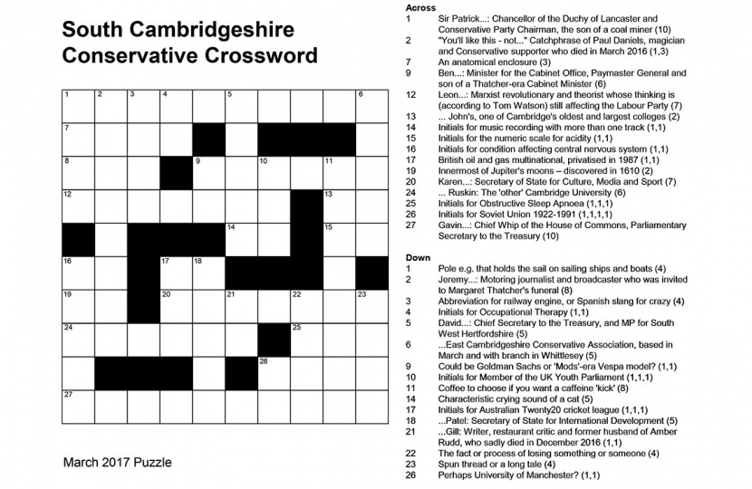 Fun time for some! The March 2017 SCCA crossword.