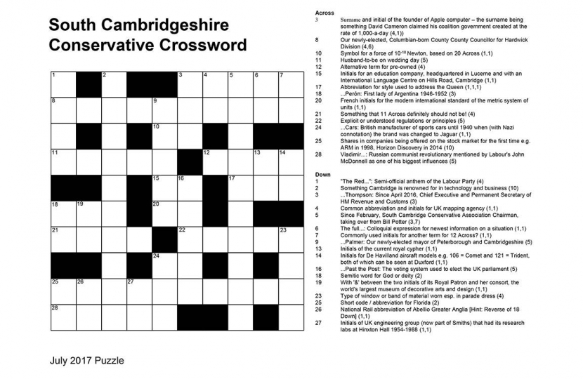 Fun time for some! The July 2017 SCCA crossword.