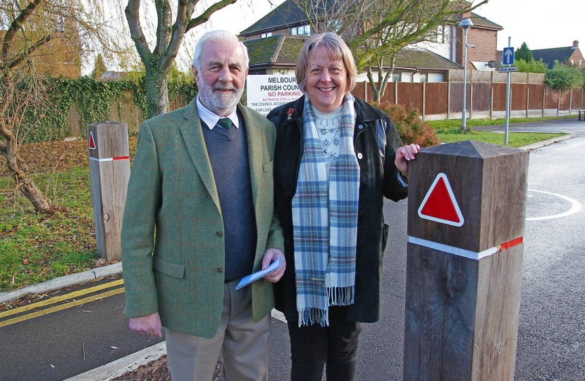 Mike Linnette and Irene Bloomfield by Melbourn’s free car park, which they helped to make happen when they were parish councillors.