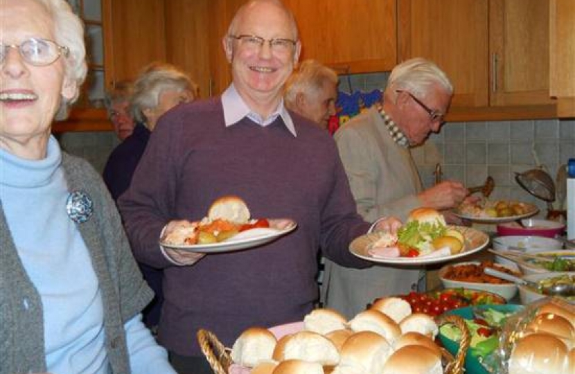 Ruth Atkins with Marvin Dimon at the 2011 Lunch – and what a spread it is!