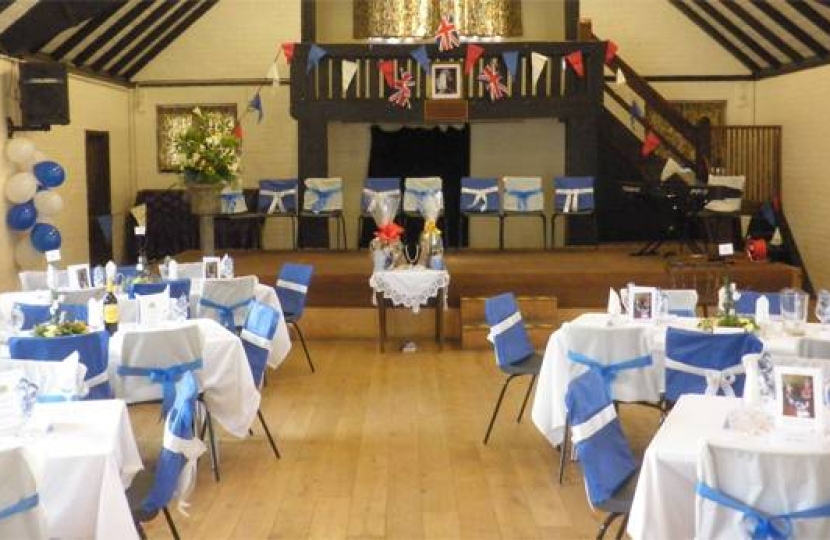 Harston Village Hall ready for the Jubilee Hog Roast.