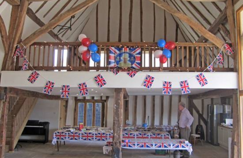 Inside the 17th century barn at Elmdonbury, 13 May 2012.