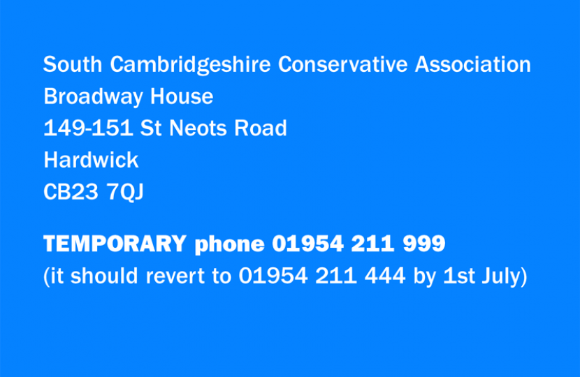 SCCA office is now at 151 St Neots Road, Hardwick, CB23 7QJ