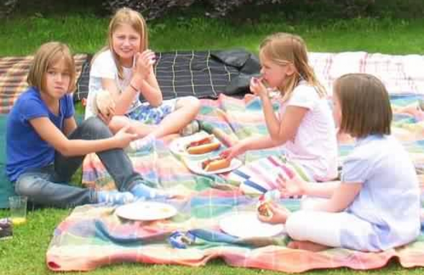 Summer at Bourn Hall 2010: young ladies enjoying their picnic